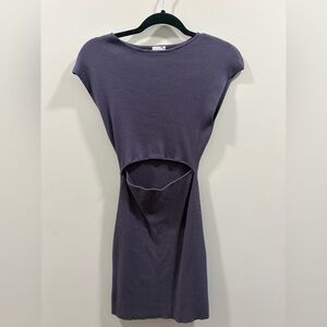 Aritzia Wilfred Navy Ribbed Cutout Midi Dress